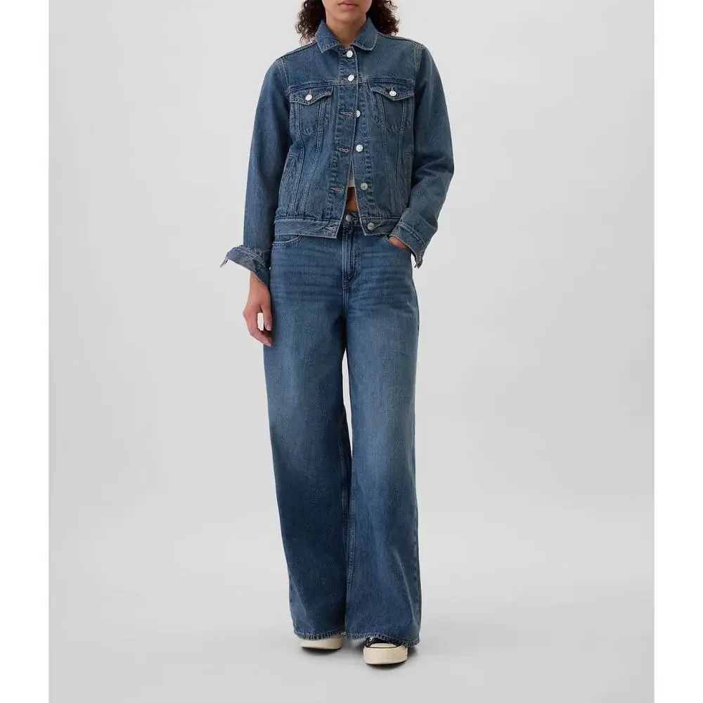 Gap Baggy Dani Jeans US 8/29 Regular Blue Dark Wash Denim Relaxed Fit NWOT 2025